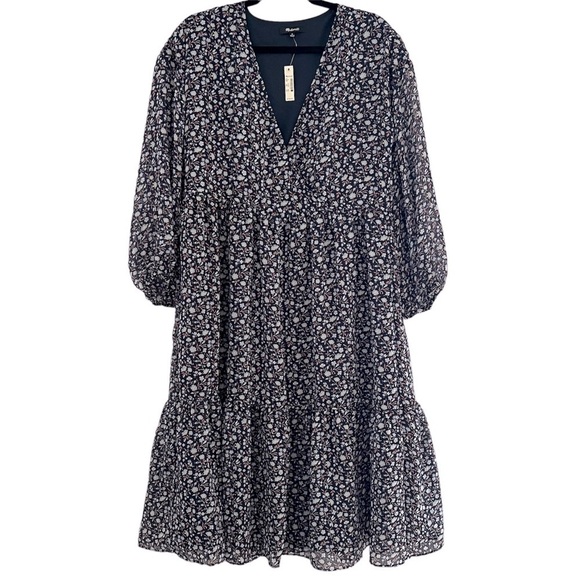 Madewell Tie-Waist Midi Dress in Harvest Vine Size Medium NWT - Picture 3 of 7